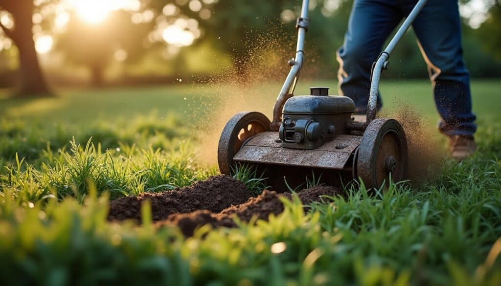 Comment utiliser une motteuse dans un jardin à herbe dense
