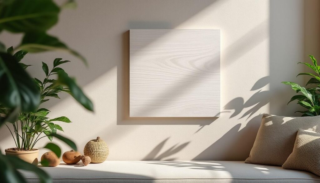 Applique murale en bois blanc : élégance et lumière douce